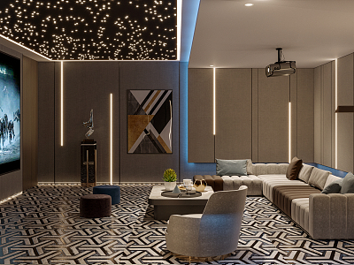 Light Luxury AV Room 3d model