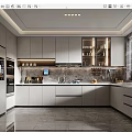 Elegant Modern Kitchen Interior Design With White Cabinets Marble Countertops Island And Built-in Appliances