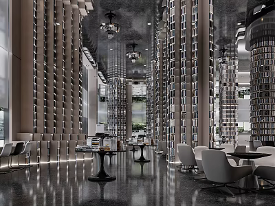 Book Art Focused Grand Library Interior With Shelves And Seating 3d model