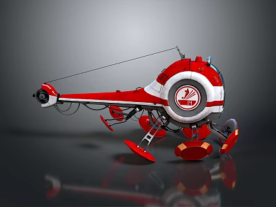Modern Red and White Helicopter with Unique Rotor and Stylish Body Design 3d model