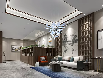 The first floor of the new Chinese-style clubhouse 3d model