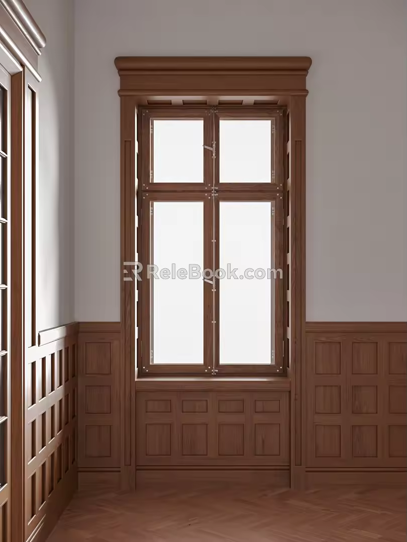 Middle Ancient Window Wooden Window Cover 3d model