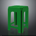 Modern Green Plastic Stool Featuring Simple Design And Hollow Side Structure 3d model