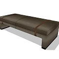 Modern Gray Upholstered Sofa Bench With Brown Leather Straps Design 3d model