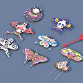 Traditional Decorative Kites With Colorful Patterns Various Shapes And Butterfly Panda Designs