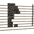 Wooden Strips Wall Decor With Coffee Tea Beverage Names And Numbers