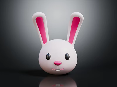 Cute White Rabbit Shaped Kids Furniture With Pink Ears And Black Eyes Design 3d model
