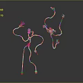 Pink Abstract Humanoid Game Movie Characters Composed Of Lines Blocks With Green Connection Points On Gradient Gray Black