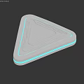 Modern Triangular Equipment Featuring Silver Surface Blue Illuminated Edges And Internal Geometric Lines