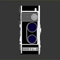 Black And Silver Computer Camera With Purple Lens And Reflective Base Design 3d model