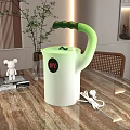 Modern Dining Area With Round Table And Unique Watering Can Decor