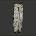 Traditional White Pants With Yellow Diamond Patterns And Decorative Yellow Belt