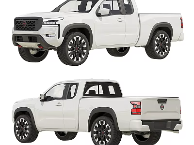 White Pickup Truck Front And Rear Views 3d model
