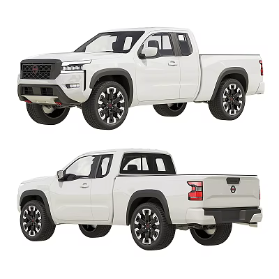 White Pickup Truck Front And Rear Views 3d model