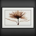 Four Piece Plant Paintings With Teal Leaves Branches And Black Frames 3d model