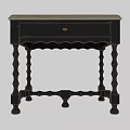 Black Bedside Table With Spiral Legs Gold Handle And Light Top Surface 3d model