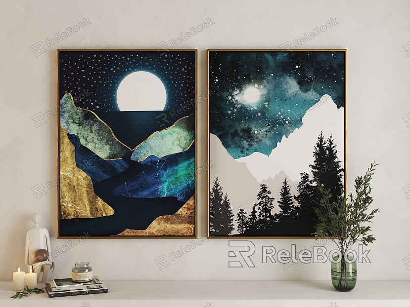 Nordic Landscape Painting Forest Mountains Art Hanging Painting model