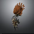Small Adventurous Character Carrying Large Orange Flame Shaped Creature Fantasy Design