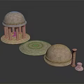 Detailed Classical Stone Domes Columns And Circular Platforms With Golden Trim