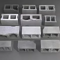 Concrete Blocks In Various Shapes And Hollow Designs For Construction Use 3d model