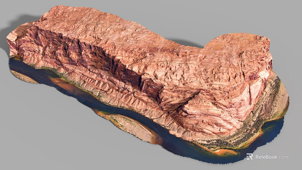 Micro Terrain Detailed Rocky Landscape With Layered Rock Structures And Water Elements 3d model 