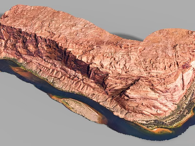 Micro Terrain Detailed Rocky Landscape With Layered Rock Structures And Water Elements 3d model