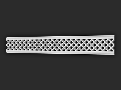 Detailed Architectural White Long Strip Component With Diamond Grid Hollow Design 3d model