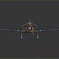 Vintage Military Airplane Model With Camouflage Paint Red Propeller And Blue Cross Markings