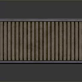Wooden Storage Box With Vertical Striped Design And Metal Edge Trim For Home Use