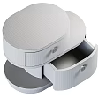Modern Round Wooden Bedside Table With Drawer And White Knob For Bedroom Design
