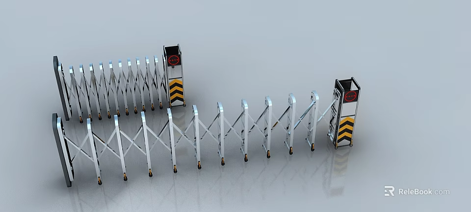 Durable Metal Telescopic Sliding Gate with Folding Design for Entrance Security 3d model 