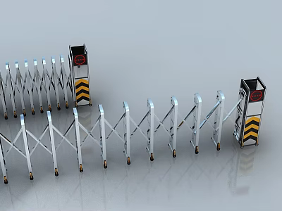 Durable Metal Telescopic Sliding Gate with Folding Design for Entrance Security 3d model