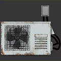 Old Rusty Computer Tower With Cooling Fan And Power Cable 3d model