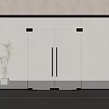 Modern Glass Double Doors Interior Design With Ambient Lighting And Decorative Plants