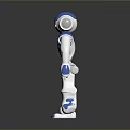 Blue And White Humanoid Robot Character For Game Anime With Futuristic Standing Design
