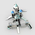Children's Castle Themed Playground Equipment with Blue Towers Slides Stairs and Cloud Decorations
