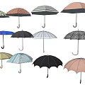 Assorted Fashionable Umbrellas With Diverse Patterns And Colorful Designs For Daily Use