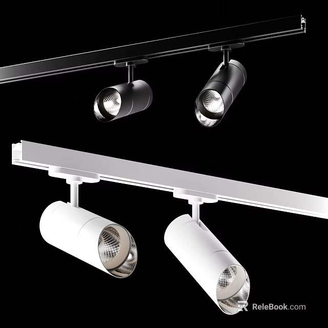 Modern Track Mounted Black And White Downlights and Spotlights for Interior Lighting Design 3d model 