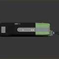 Practical Portable Computer Device With Screen Buttons Ports And Black Green Carrying Strap