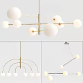 Modern Chandelier Designs With Golden Metal Frame And White Spherical Bulbs 3d model