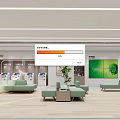 Modern Bank Interior With Self Service Machines Lounge Area Green Plant And Digital Screen