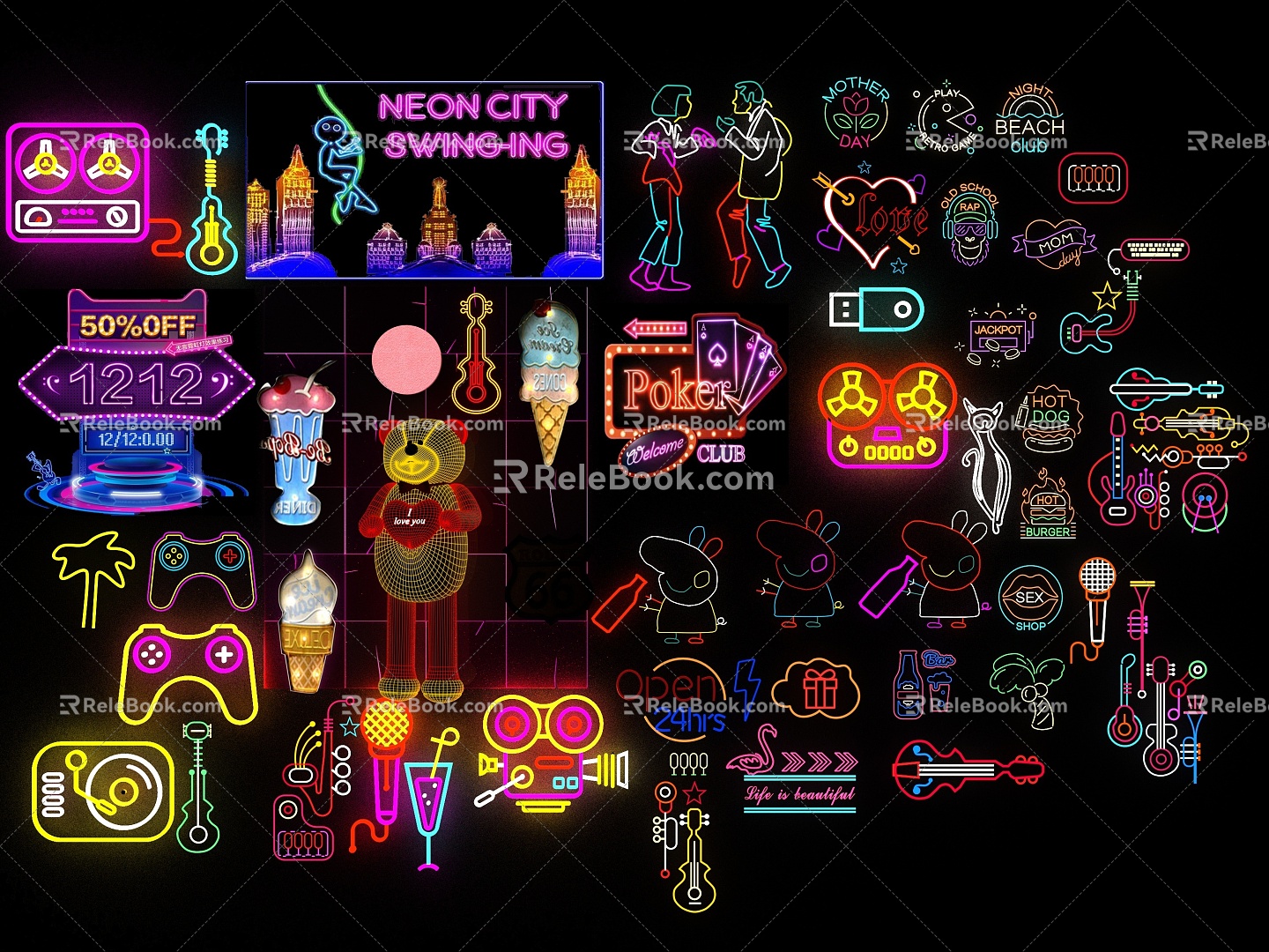 Neon decorative lights 3d model