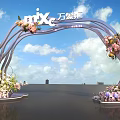 Mix Wanxianghui Event Archway with Curved Neon Lights and Colorful Floral Decor