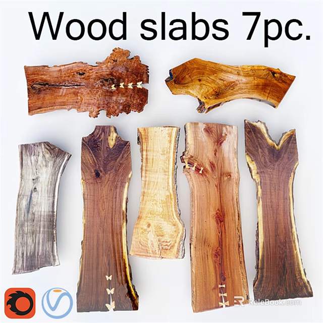 Natural Wood Dining Table Materials With Various Types And Unique Grain Patterns 3d model 