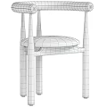 Modern Minimalist Single Chair With Dark Wooden Frame And Black White Patterned Cushion