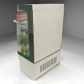 Commercial Refrigerated Display Shelf With Transparent Glass Door And Various Beverages On Layers