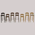 Modern Wooden Bar Stools In Three Different Colors With Simple Design 3d model