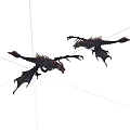 Two Detailed Dark Dragon Figurines With Winged Design And Decorative Features