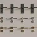 Assorted Metal Door Handles and Locks in Black Silver Gold Designs 3d model
