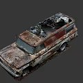 Vintage Rusty Truck With Weathered Body Parked In Overgrown Grass Area